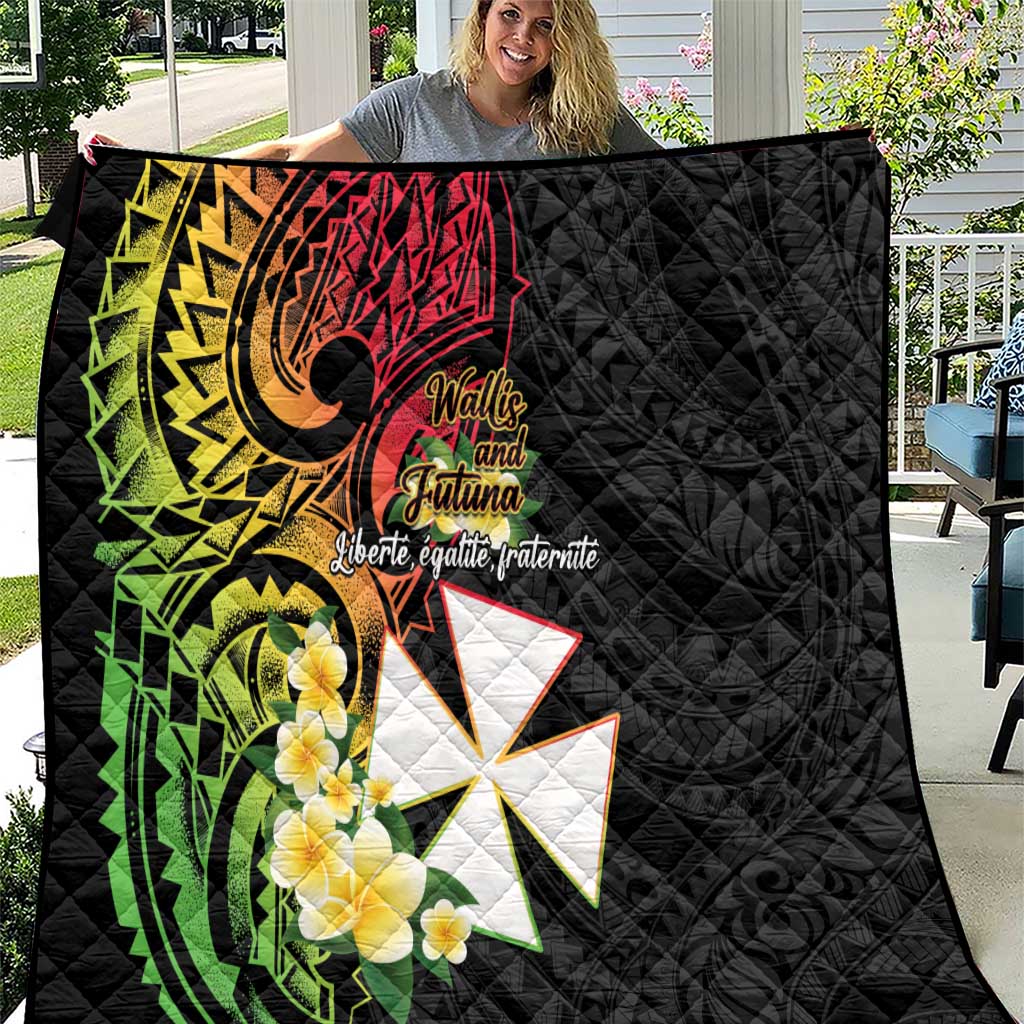 Wallis and Futuna Victory Day Quilt Liberty Equality Fraternity Polynesian Plumeria