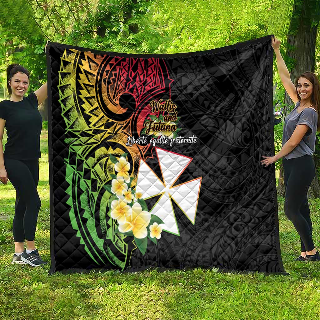 Wallis and Futuna Victory Day Quilt Liberty Equality Fraternity Polynesian Plumeria