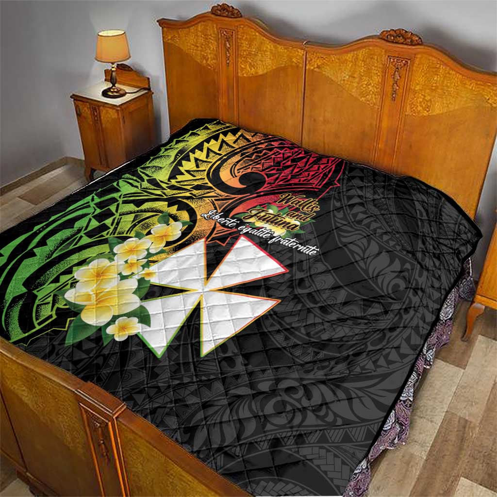 Wallis and Futuna Victory Day Quilt Liberty Equality Fraternity Polynesian Plumeria