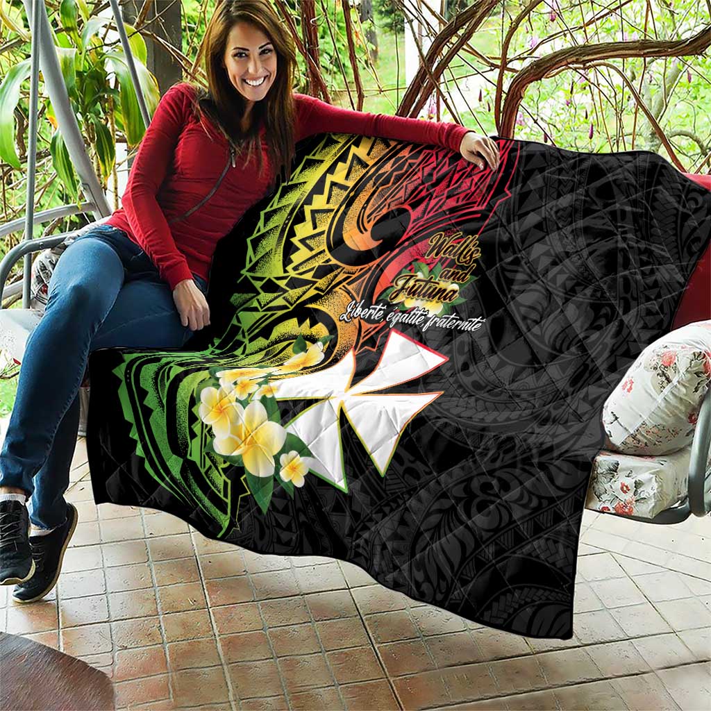 Wallis and Futuna Victory Day Quilt Liberty Equality Fraternity Polynesian Plumeria