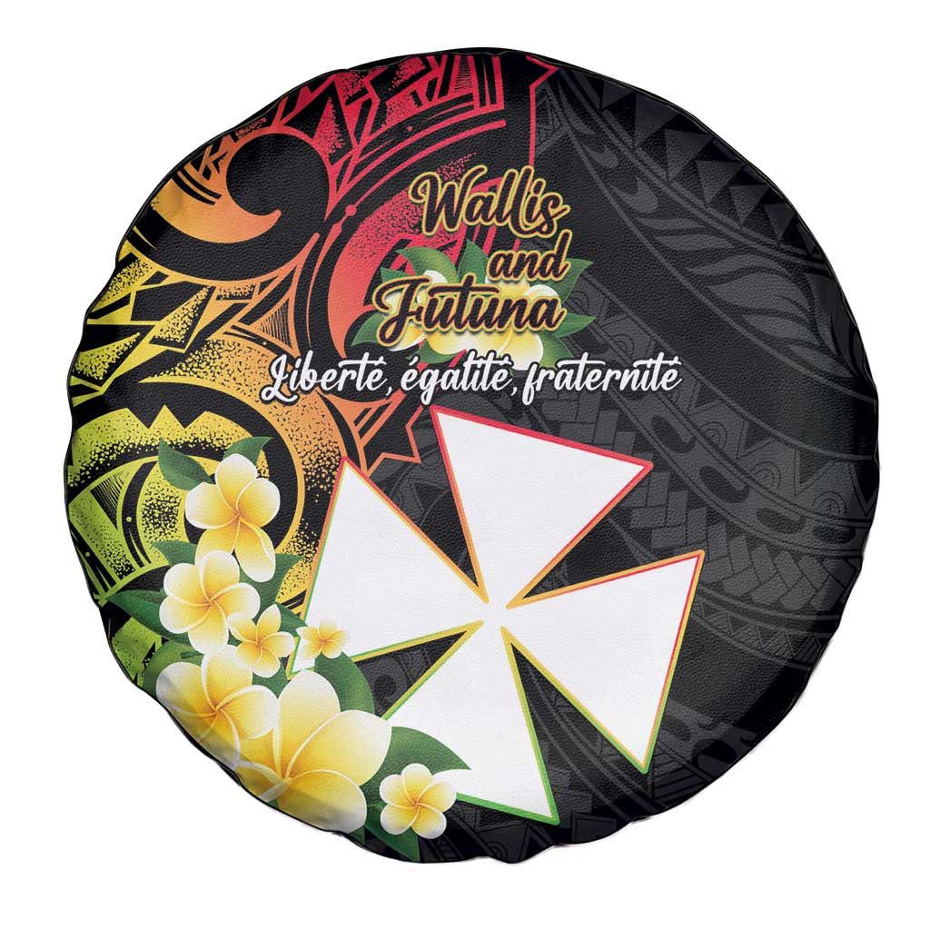 Wallis and Futuna Victory Day Spare Tire Cover Liberty Equality Fraternity Polynesian Plumeria
