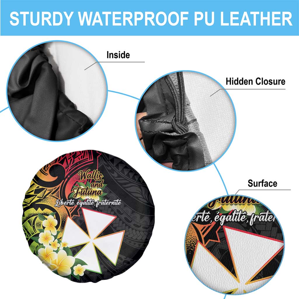 Wallis and Futuna Victory Day Spare Tire Cover Liberty Equality Fraternity Polynesian Plumeria