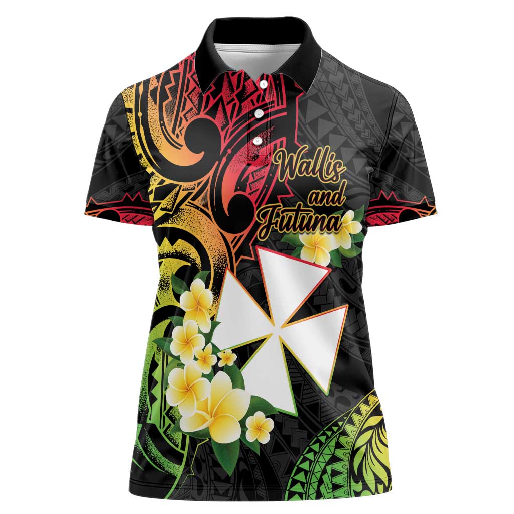 Wallis and Futuna Victory Day Women Polo Shirt Liberty Equality Fraternity Polynesian Plumeria