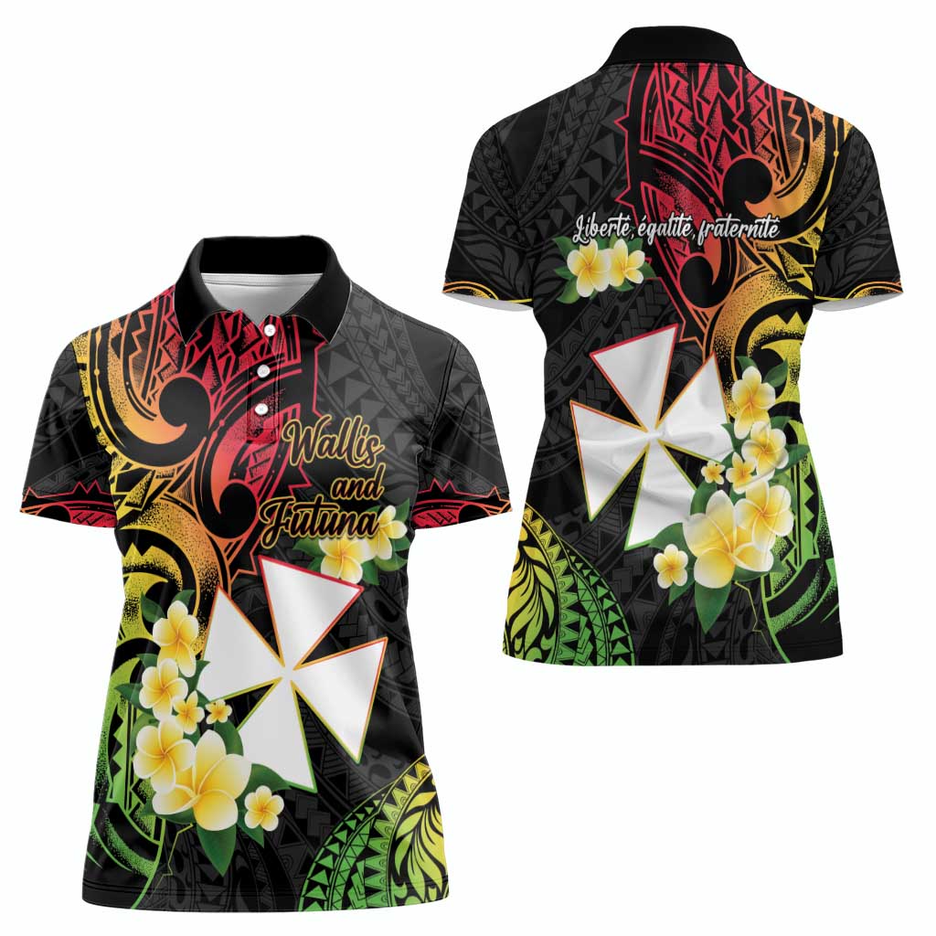 Wallis and Futuna Victory Day Women Polo Shirt Liberty Equality Fraternity Polynesian Plumeria