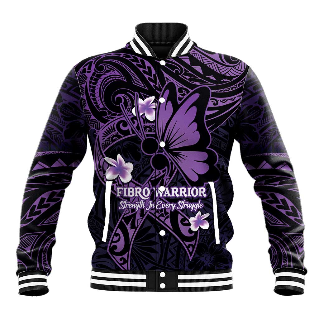 Personalised Fibromyalgia Awareness Month Baseball Jacket Fibro Warrior Strength In Every Struggle LT14 Unisex Purple - Polynesian Pride
