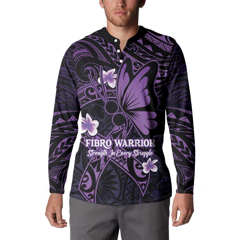 Personalised Fibromyalgia Awareness Month Button Sweatshirt Fibro Warrior Strength In Every Struggle LT14 - Polynesian Pride