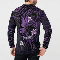 Personalised Fibromyalgia Awareness Month Button Sweatshirt Fibro Warrior Strength In Every Struggle LT14 - Polynesian Pride