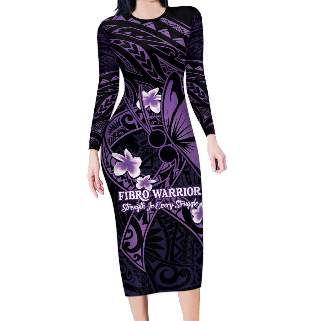 Personalised Fibromyalgia Awareness Month Family Matching Long Sleeve Bodycon Dress and Hawaiian Shirt Fibro Warrior Strength In Every Struggle