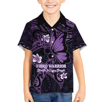 Personalised Fibromyalgia Awareness Month Family Matching Off Shoulder Short Dress and Hawaiian Shirt Fibro Warrior Strength In Every Struggle