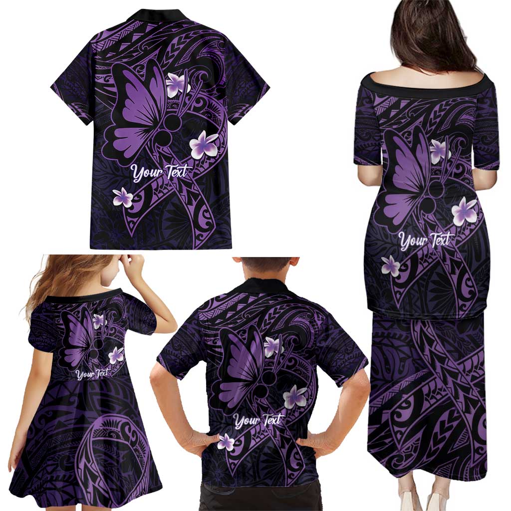 Personalised Fibromyalgia Awareness Month Family Matching Puletasi and Hawaiian Shirt Fibro Warrior Strength In Every Struggle