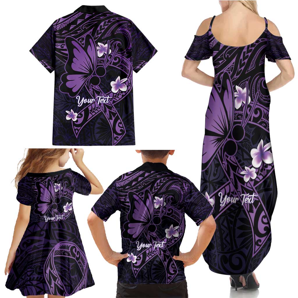 Personalised Fibromyalgia Awareness Month Family Matching Summer Maxi Dress and Hawaiian Shirt Fibro Warrior Strength In Every Struggle