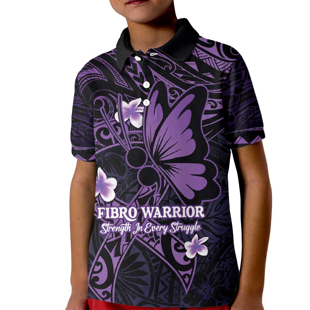 Personalised Fibromyalgia Awareness Month Kid Polo Shirt Fibro Warrior Strength In Every Struggle