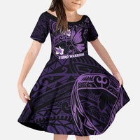 Personalised Fibromyalgia Awareness Month Kid Short Sleeve Dress Fibro Warrior Strength In Every Struggle LT14 KID Purple - Polynesian Pride