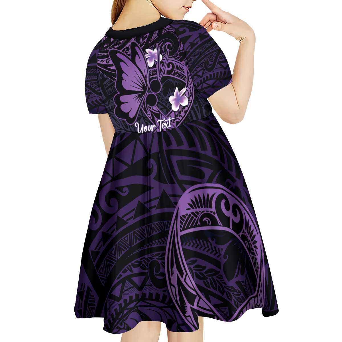 Personalised Fibromyalgia Awareness Month Kid Short Sleeve Dress Fibro Warrior Strength In Every Struggle LT14 - Polynesian Pride