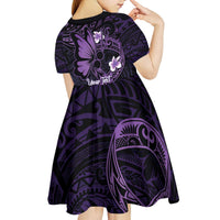 Personalised Fibromyalgia Awareness Month Kid Short Sleeve Dress Fibro Warrior Strength In Every Struggle LT14 - Polynesian Pride