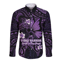 Personalised Fibromyalgia Awareness Month Long Sleeve Button Shirt Fibro Warrior Strength In Every Struggle LT14 Unisex Purple - Polynesian Pride