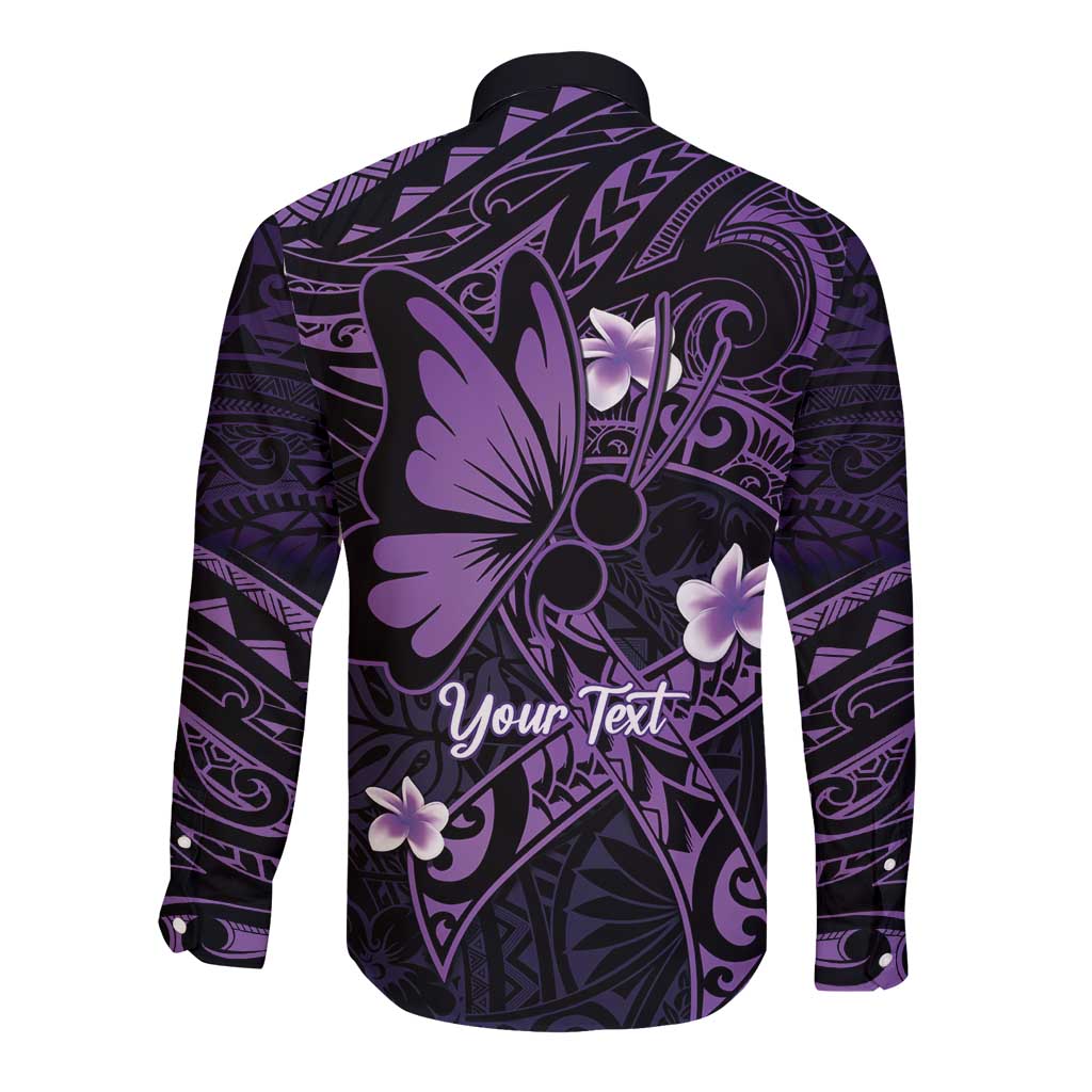 Personalised Fibromyalgia Awareness Month Long Sleeve Button Shirt Fibro Warrior Strength In Every Struggle LT14 - Polynesian Pride