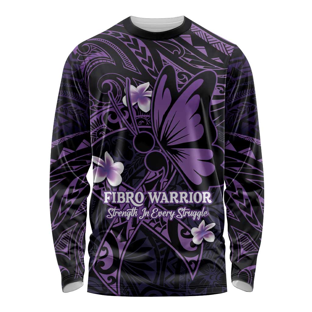 Personalised Fibromyalgia Awareness Month Long Sleeve Shirt Fibro Warrior Strength In Every Struggle LT14 Unisex Purple - Polynesian Pride