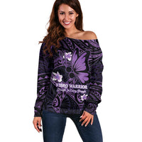Personalised Fibromyalgia Awareness Month Off Shoulder Sweater Fibro Warrior Strength In Every Struggle