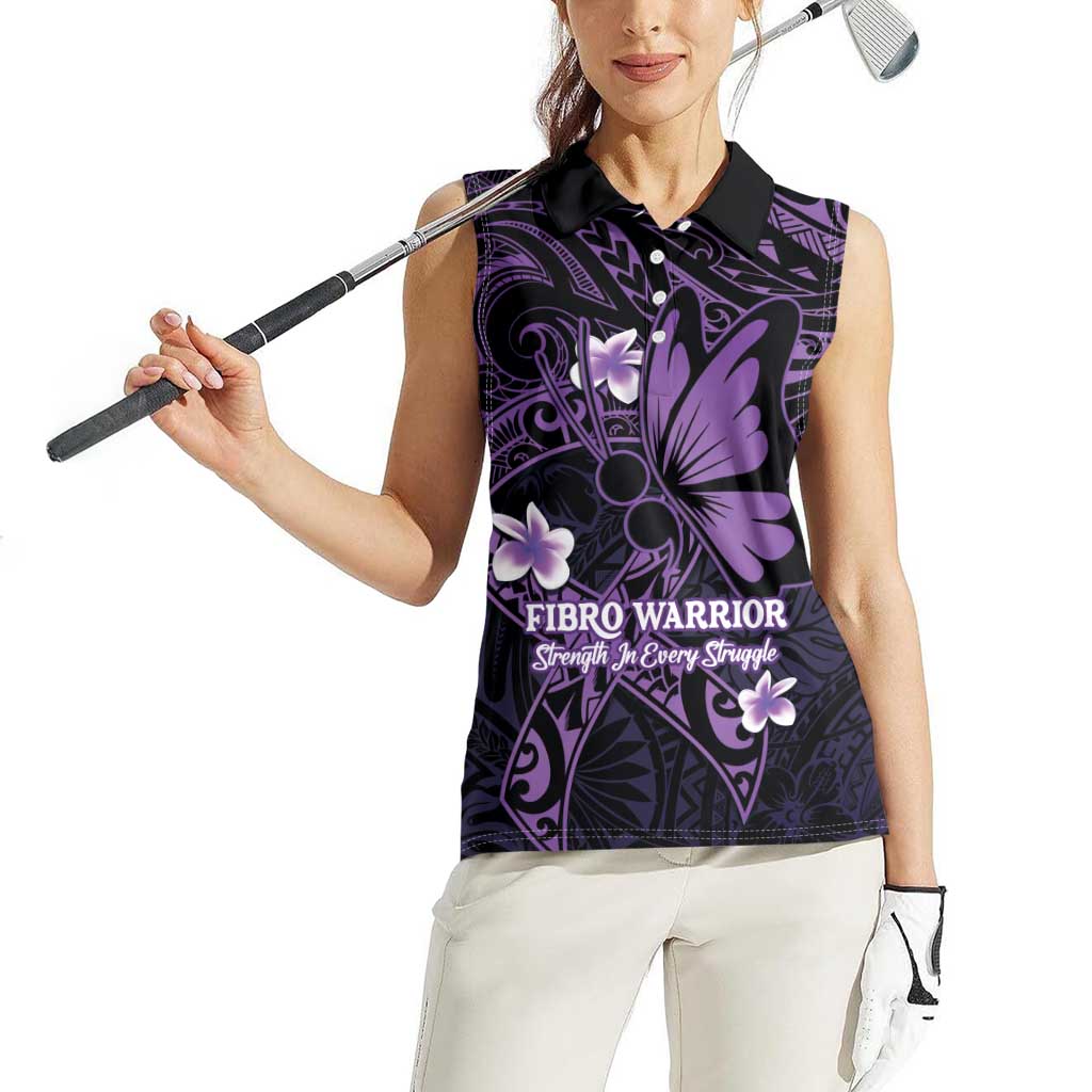 Personalised Fibromyalgia Awareness Month Women Sleeveless Polo Shirt Fibro Warrior Strength In Every Struggle