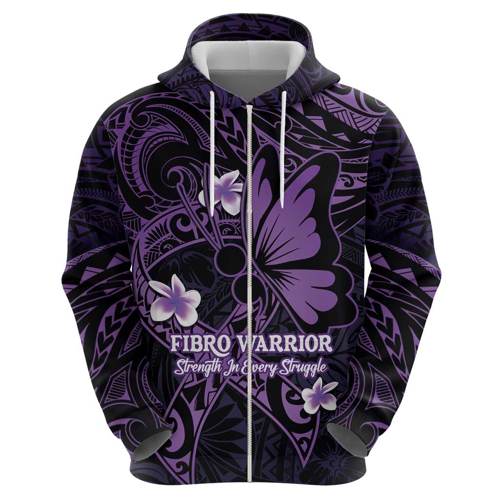 Personalised Fibromyalgia Awareness Month Zip Hoodie Fibro Warrior Strength In Every Struggle