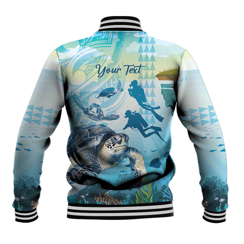 Personalized Snorkeling Hawaii Baseball Jacket Ocean Lover Hawaiian Kakau Honu Turtle LT14 - Polynesian Pride