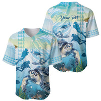 Personalized Snorkeling Hawaii Baseball Jersey Ocean Lover Hawaiian Kakau Honu Turtle