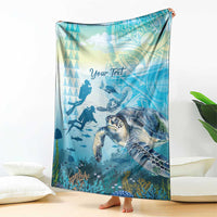 Personalized Snorkeling Hawaii Blanket Ocean Lover Hawaiian Kakau Honu Turtle LT14 - Polynesian Pride