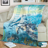 Personalized Snorkeling Hawaii Blanket Ocean Lover Hawaiian Kakau Honu Turtle LT14 - Polynesian Pride