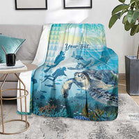Personalized Snorkeling Hawaii Blanket Ocean Lover Hawaiian Kakau Honu Turtle LT14 - Polynesian Pride