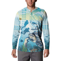 Personalized Snorkeling Hawaii Button Sweatshirt Ocean Lover Hawaiian Kakau Honu Turtle LT14 - Polynesian Pride