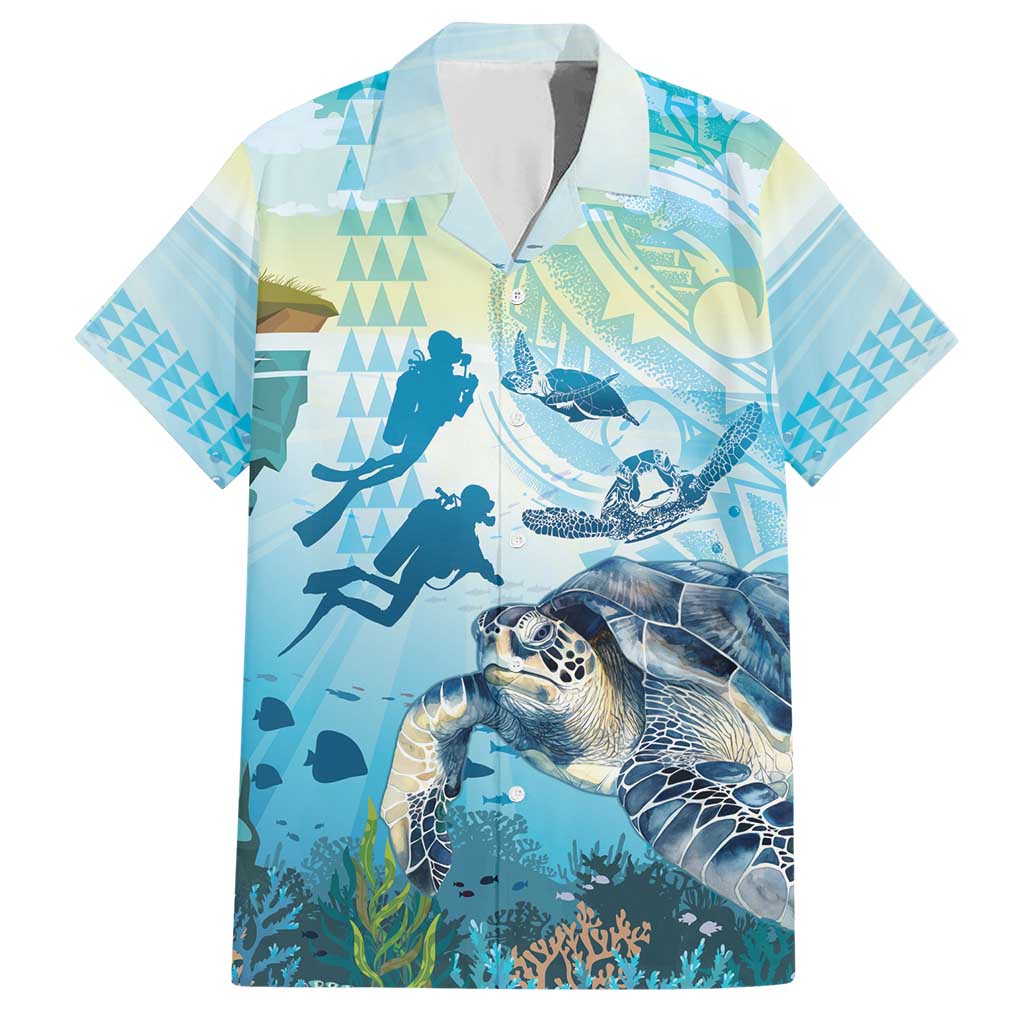 Personalized Snorkeling Hawaii Family Matching Short Sleeve Bodycon Dress and Hawaiian Shirt Ocean Lover Hawaiian Kakau Honu Turtle