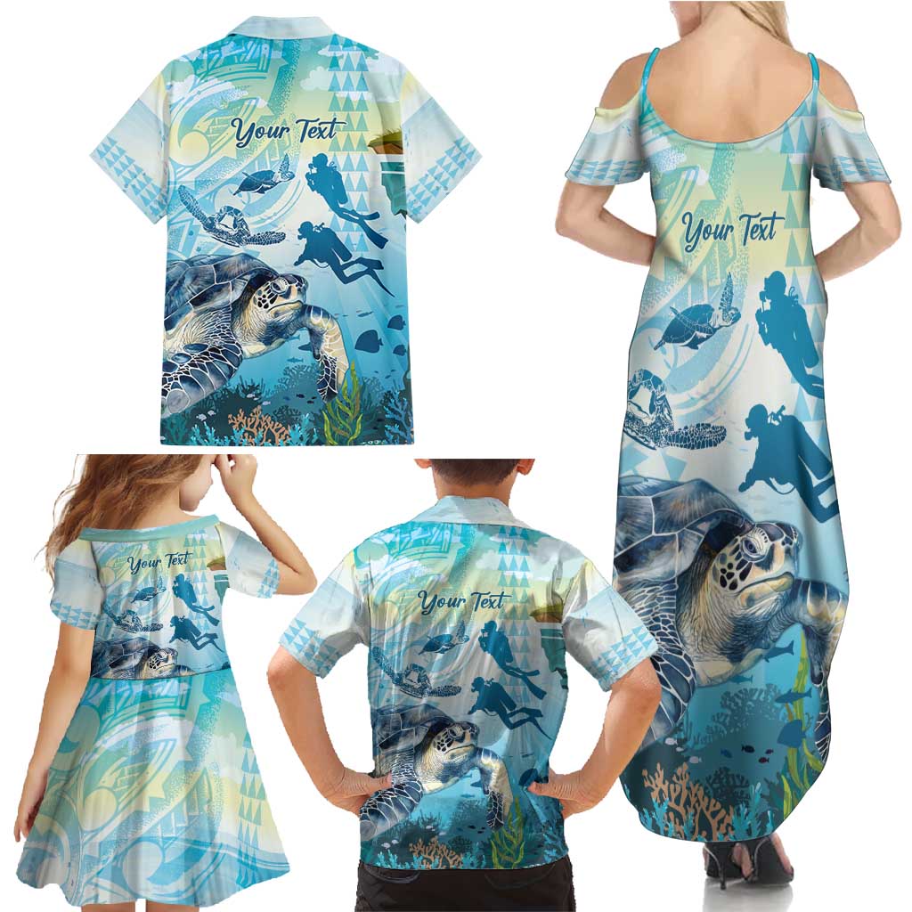 Personalized Snorkeling Hawaii Family Matching Summer Maxi Dress and Hawaiian Shirt Ocean Lover Hawaiian Kakau Honu Turtle