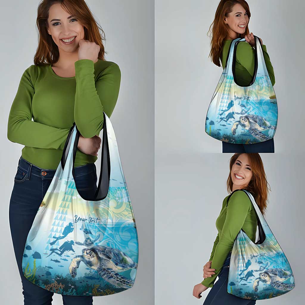 Personalized Snorkeling Hawaii Grocery Bag Ocean Lover Hawaiian Kakau Honu Turtle
