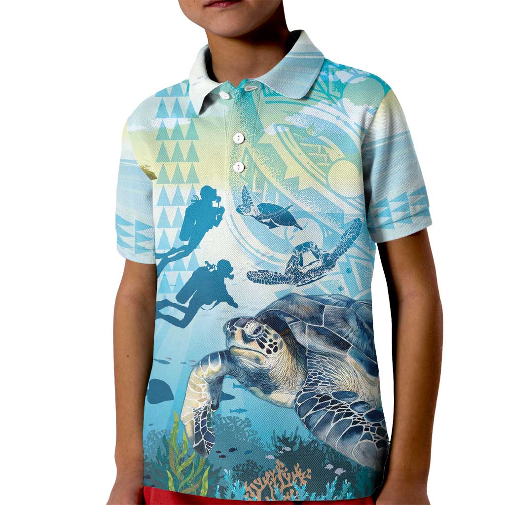 Personalized Snorkeling Hawaii Kid Polo Shirt Ocean Lover Hawaiian Kakau Honu Turtle