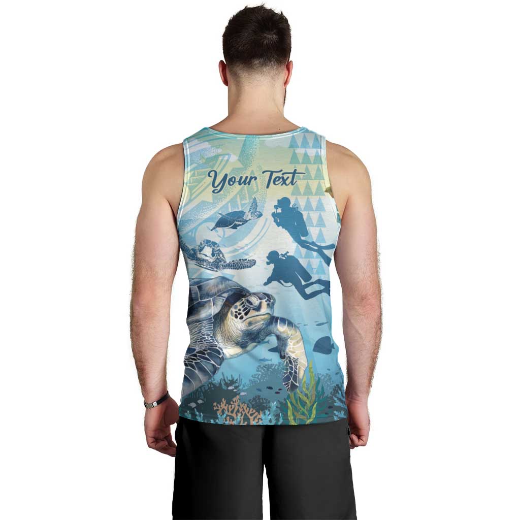 Personalized Snorkeling Hawaii Men Tank Top Ocean Lover Hawaiian Kakau Honu Turtle LT14 - Polynesian Pride