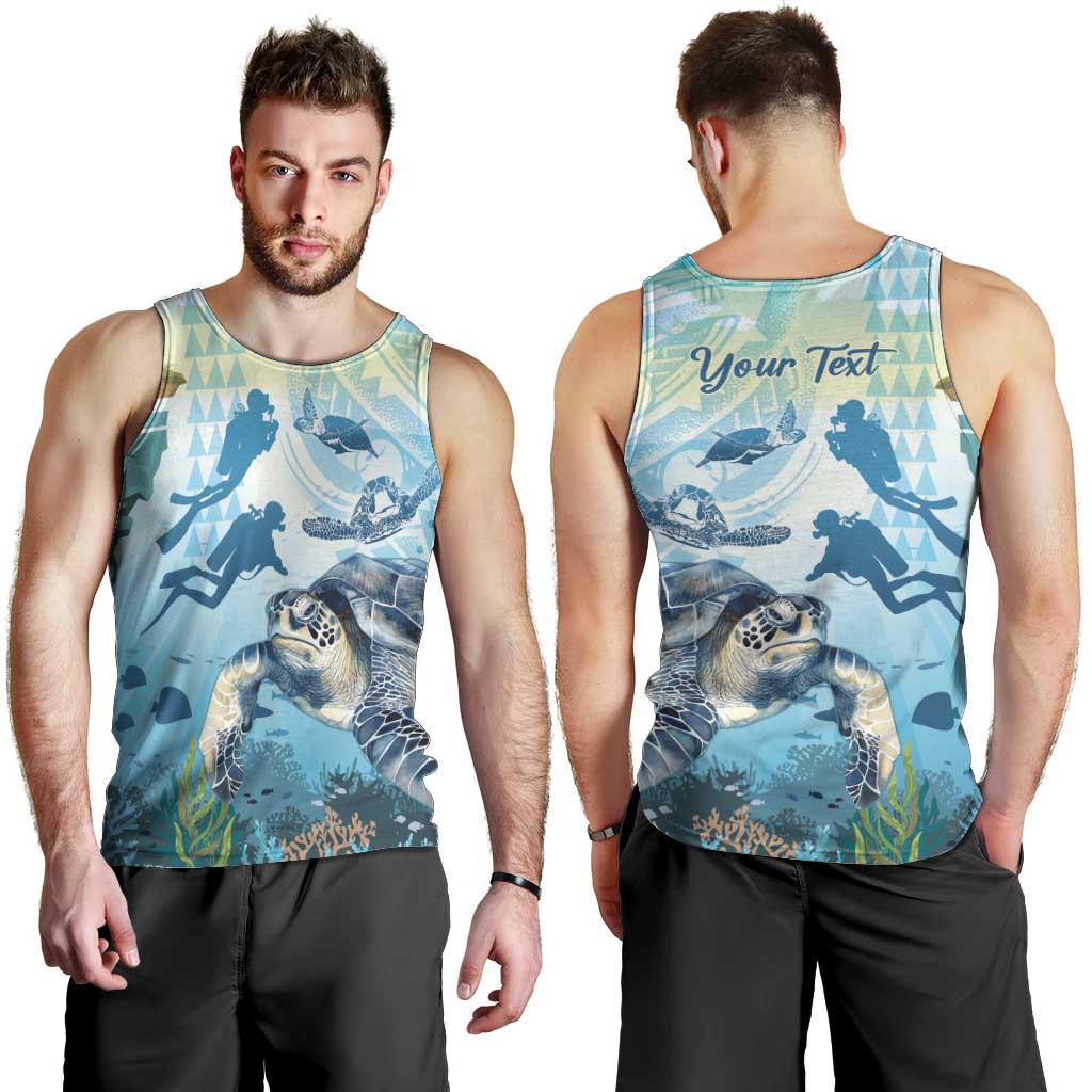Personalized Snorkeling Hawaii Men Tank Top Ocean Lover Hawaiian Kakau Honu Turtle LT14 - Polynesian Pride