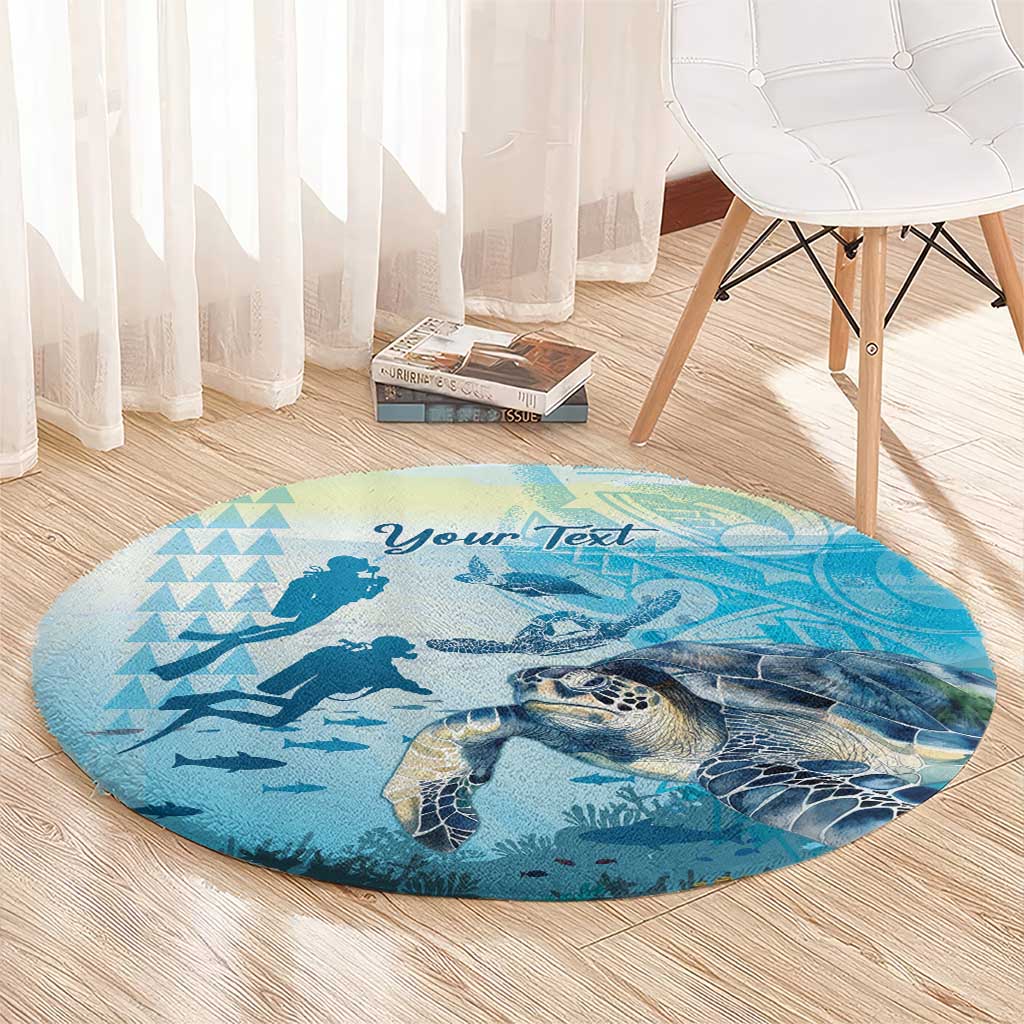Personalized Snorkeling Hawaii Round Carpet Ocean Lover Hawaiian Kakau Honu Turtle