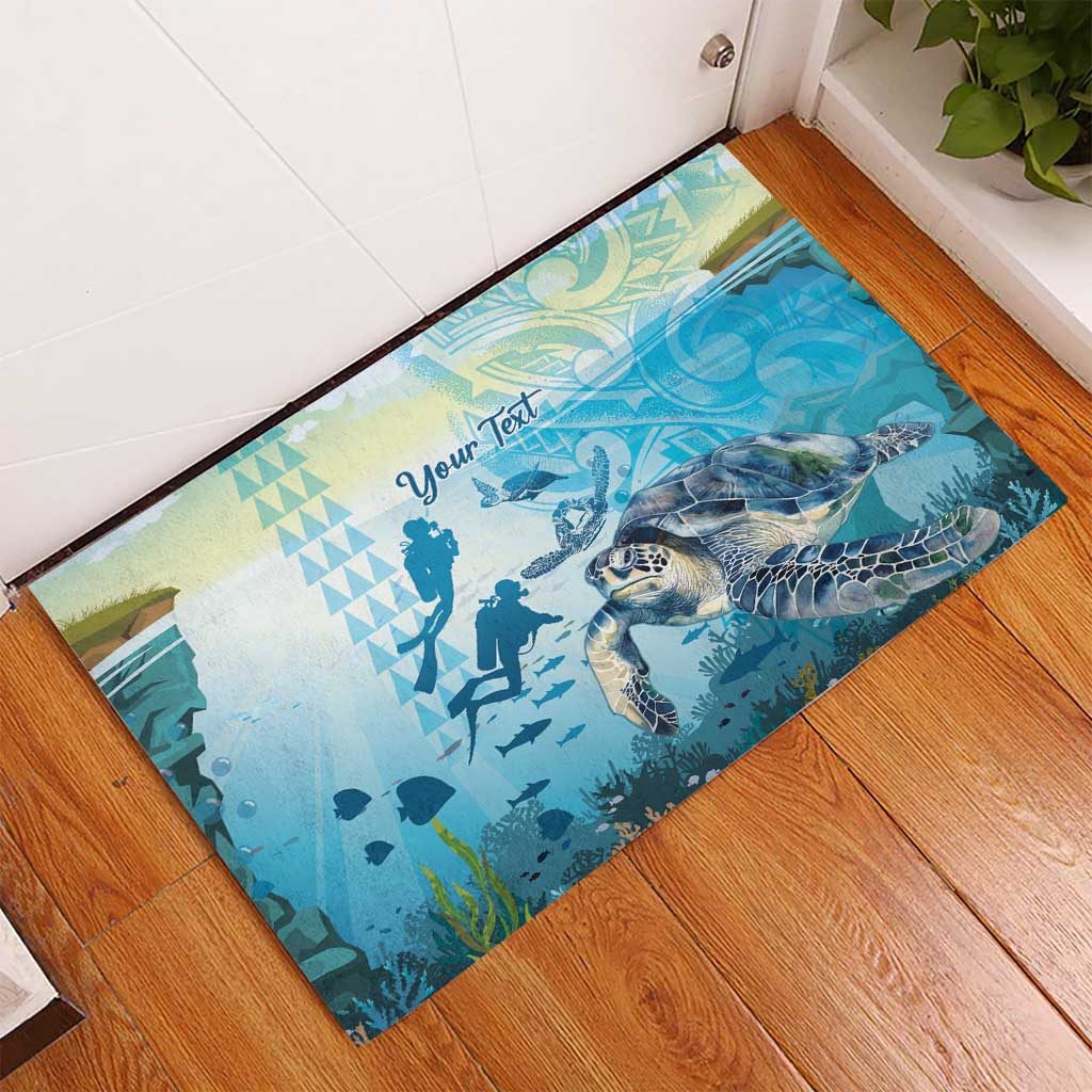 Personalized Snorkeling Hawaii Rubber Doormat Ocean Lover Hawaiian Kakau Honu Turtle LT14 - Polynesian Pride