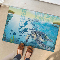 Personalized Snorkeling Hawaii Rubber Doormat Ocean Lover Hawaiian Kakau Honu Turtle LT14 - Polynesian Pride