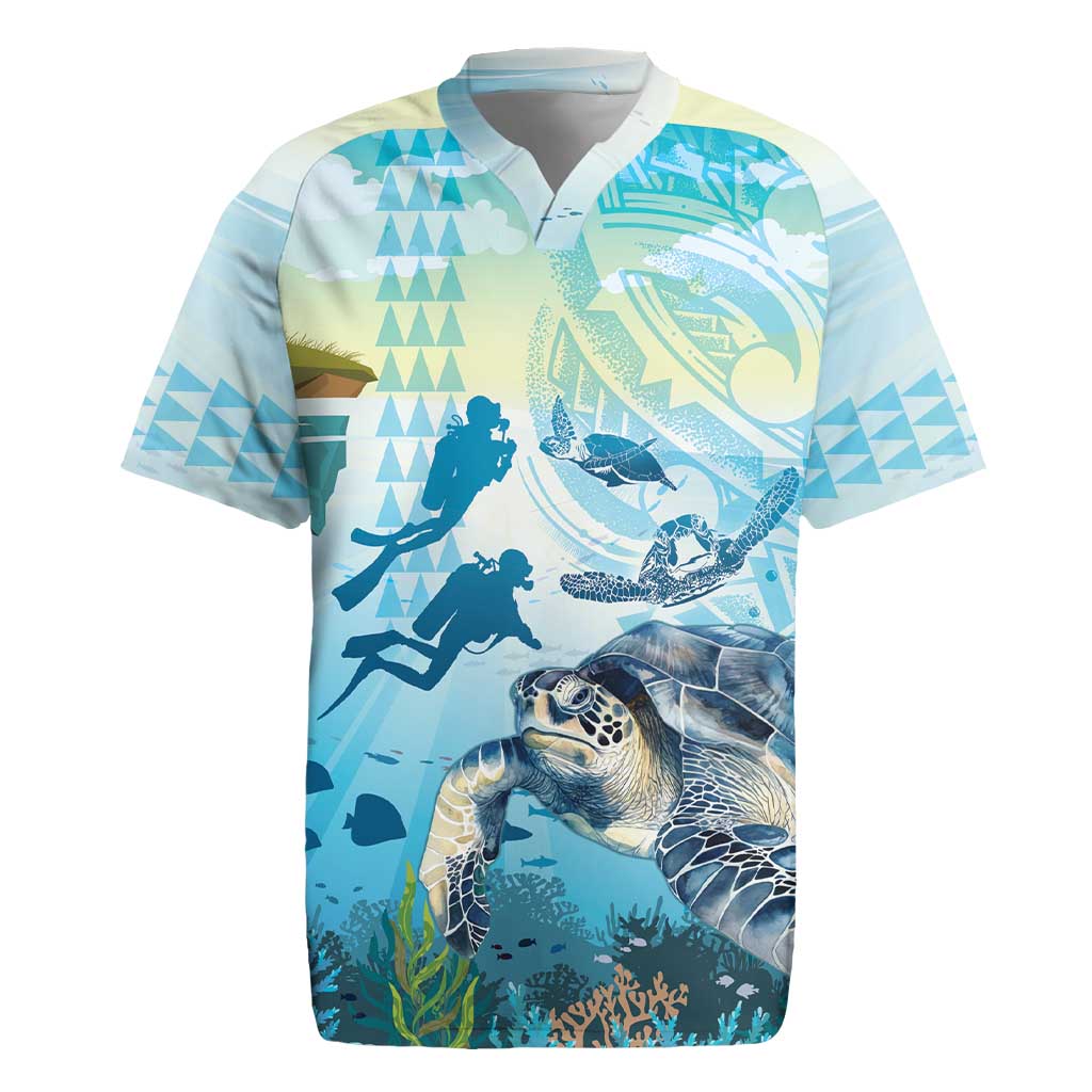 Personalized Snorkeling Hawaii Rugby Jersey Ocean Lover Hawaiian Kakau Honu Turtle