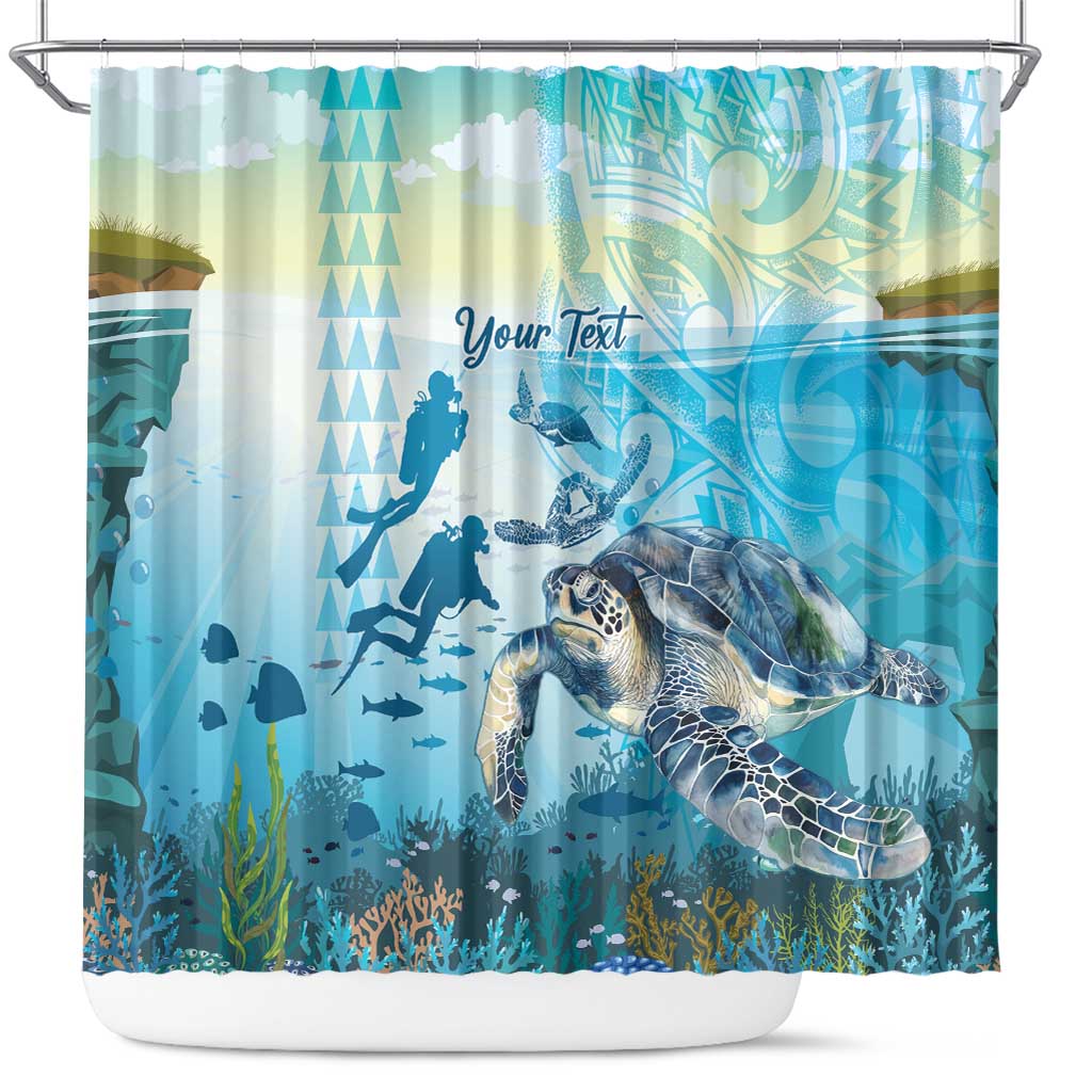 Personalized Snorkeling Hawaii Shower Curtain Ocean Lover Hawaiian Kakau Honu Turtle