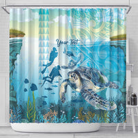 Personalized Snorkeling Hawaii Shower Curtain Ocean Lover Hawaiian Kakau Honu Turtle