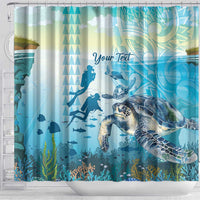 Personalized Snorkeling Hawaii Shower Curtain Ocean Lover Hawaiian Kakau Honu Turtle