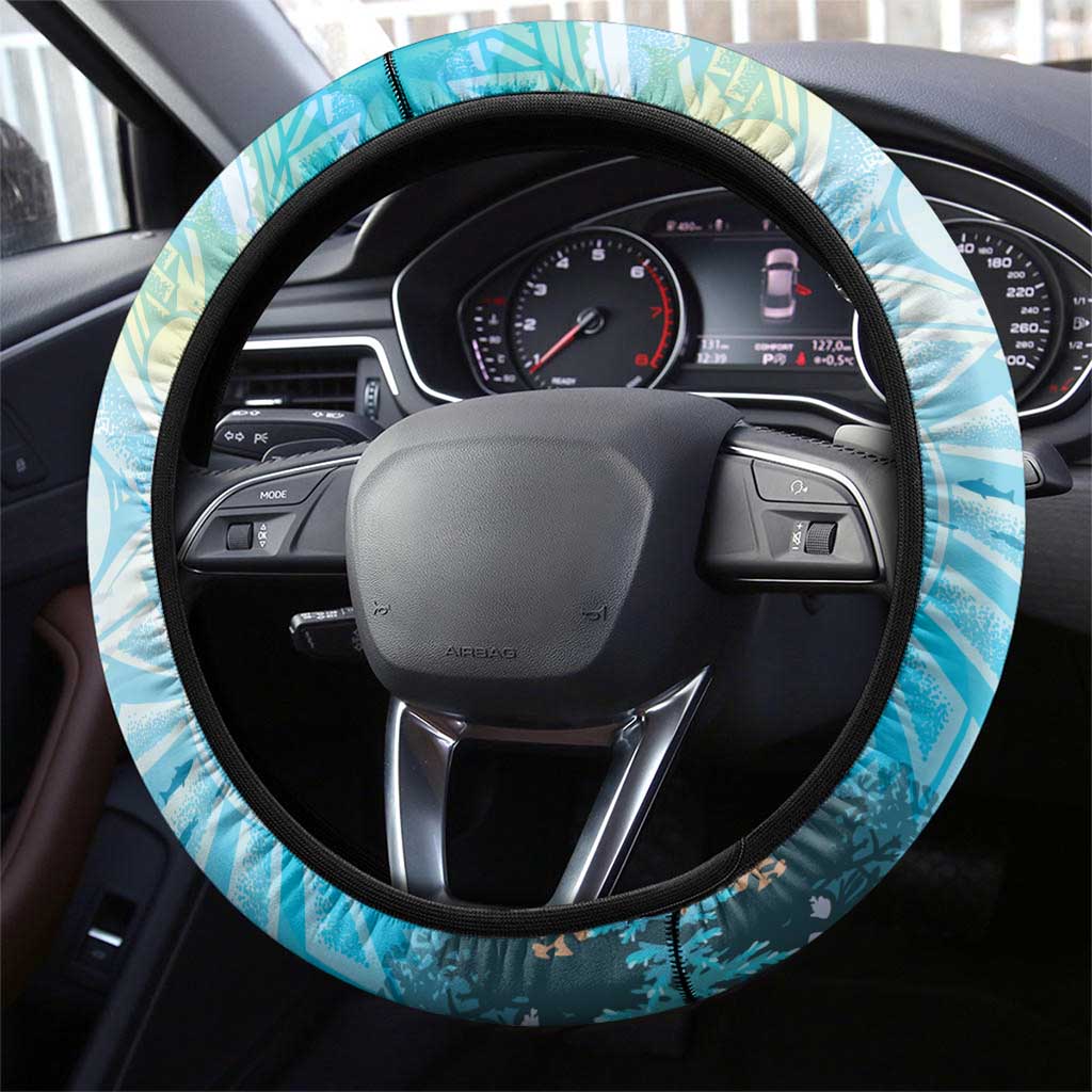 Snorkeling Hawaii Steering Wheel Cover Ocean Lover Hawaiian Kakau Honu Turtle