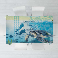 Personalized Snorkeling Hawaii Tablecloth Ocean Lover Hawaiian Kakau Honu Turtle LT14 Cyan - Polynesian Pride