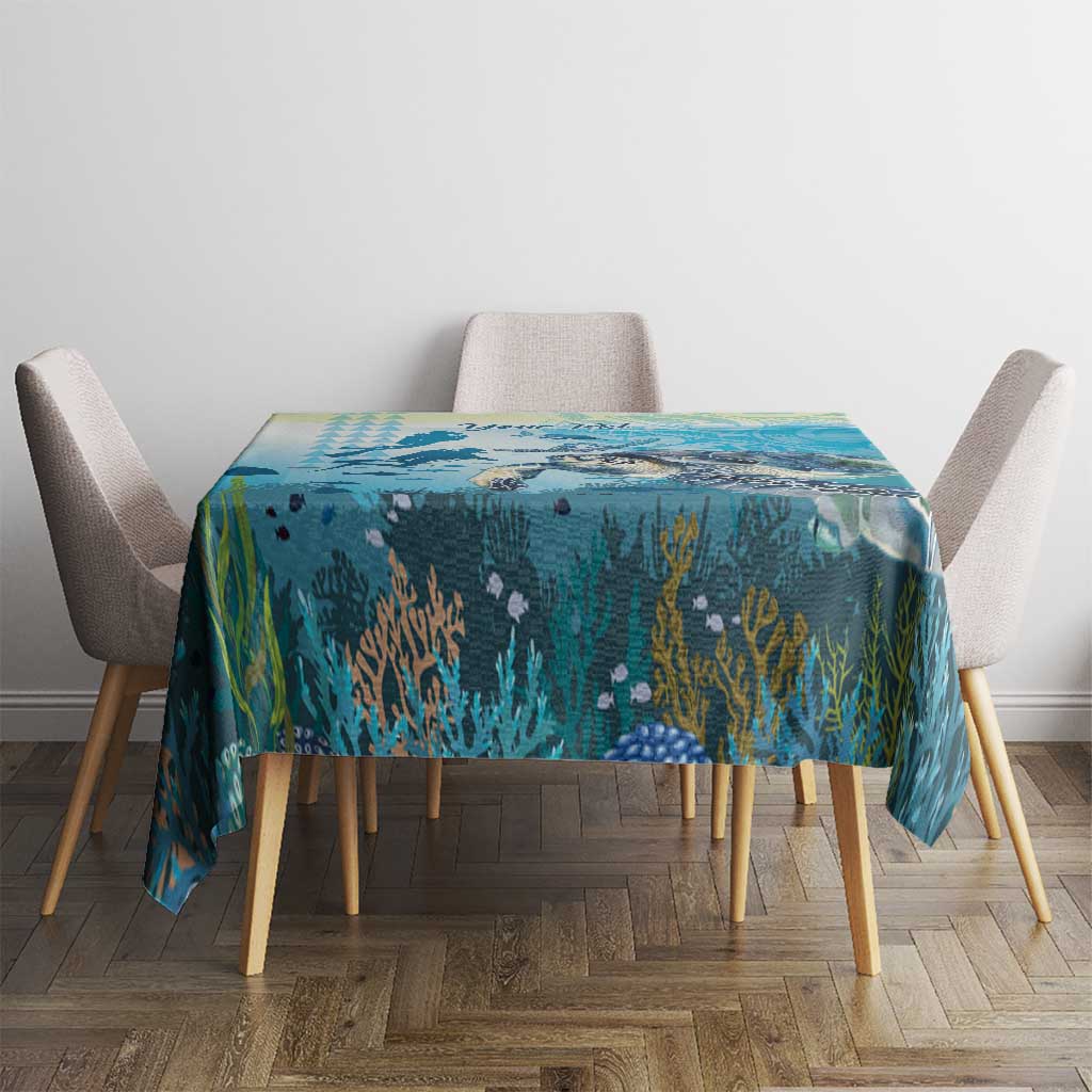 Personalized Snorkeling Hawaii Tablecloth Ocean Lover Hawaiian Kakau Honu Turtle LT14 - Polynesian Pride