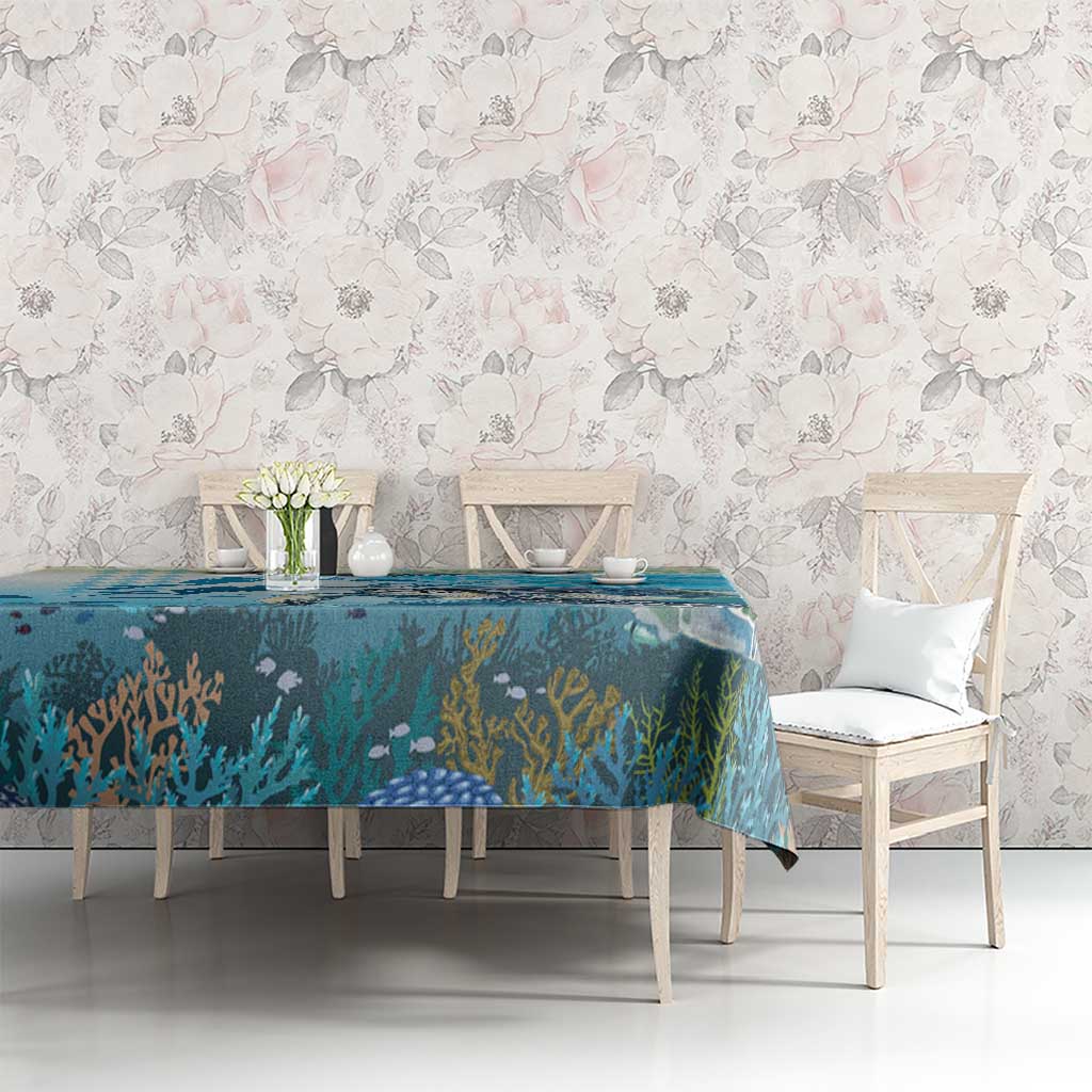 Personalized Snorkeling Hawaii Tablecloth Ocean Lover Hawaiian Kakau Honu Turtle LT14 - Polynesian Pride