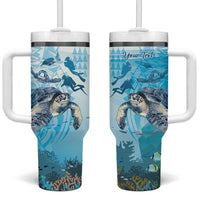 Personalized Snorkeling Hawaii Tumbler With Handle Ocean Lover Hawaiian Kakau Honu Turtle
