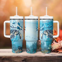 Personalized Snorkeling Hawaii Tumbler With Handle Ocean Lover Hawaiian Kakau Honu Turtle